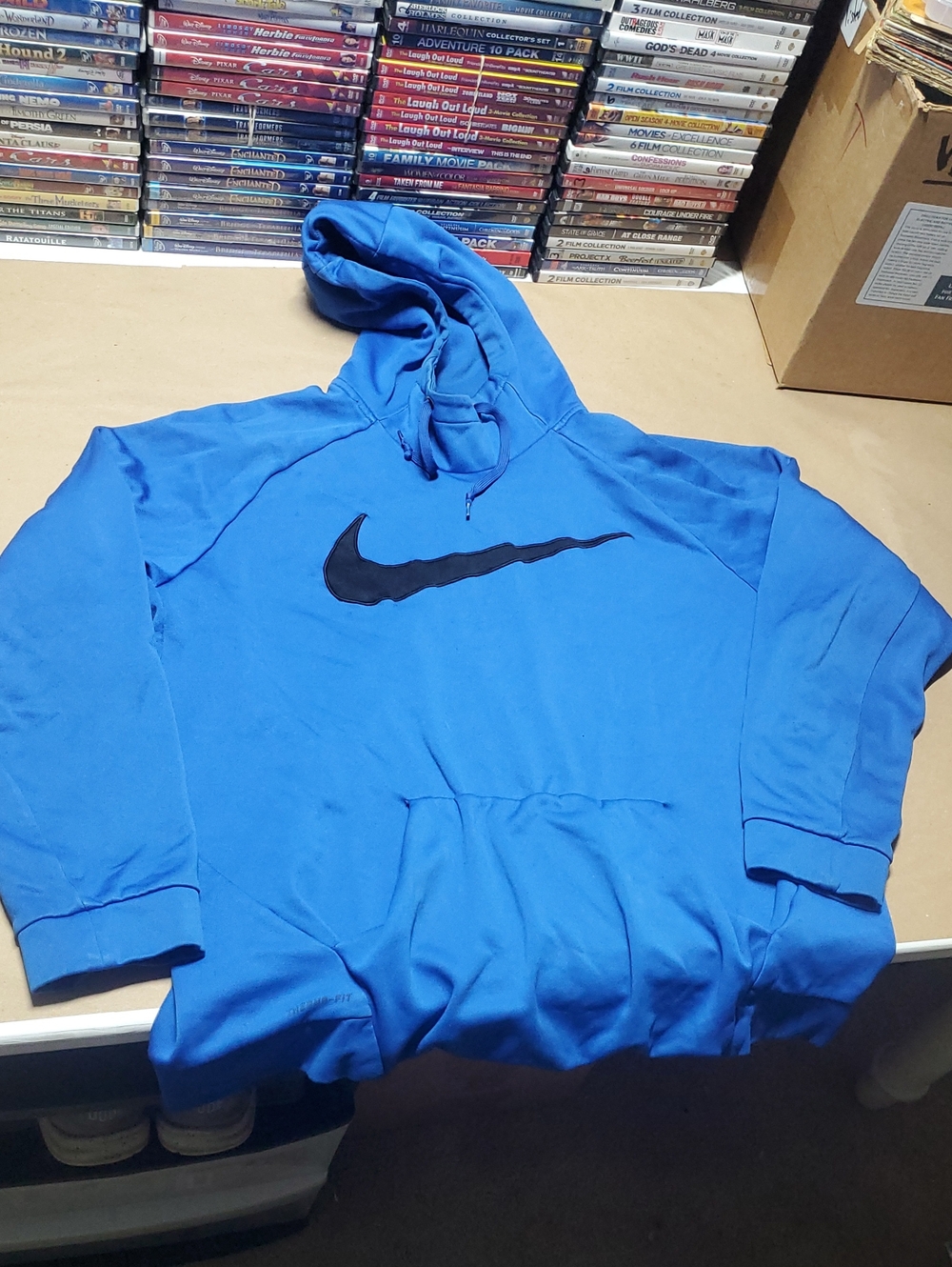Nike Blue Pullover Hoodie with Black Swoosh